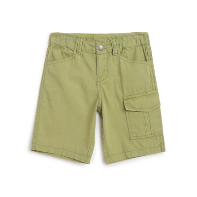 Boys Medium Green Solid Shorts